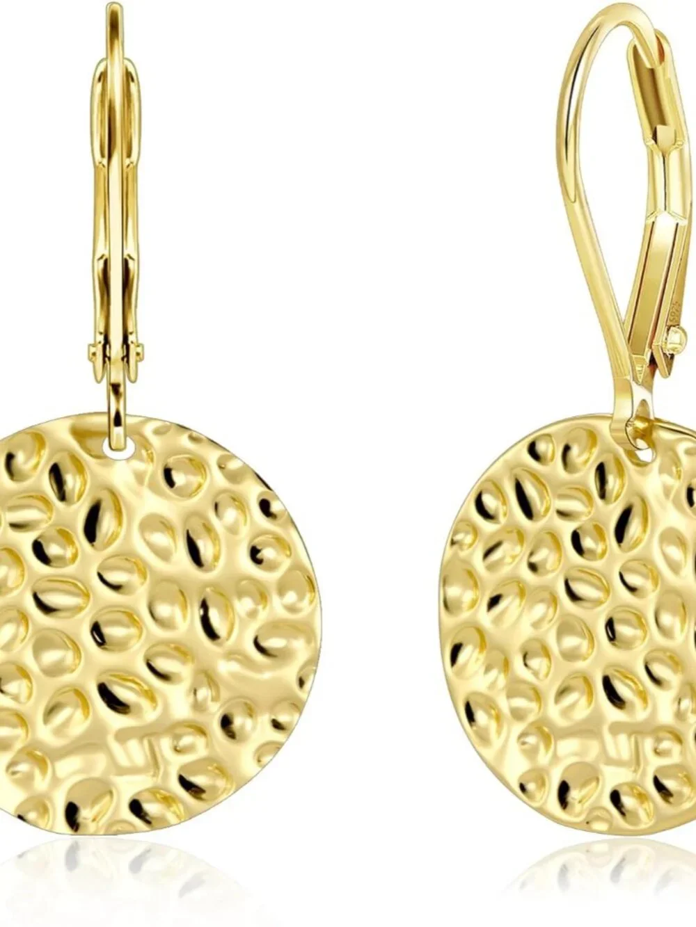 925 Sterling Silver Dangle Earrings for Women, 14K Gold Plated Geometric Flat Ro - Picture 2 of 8